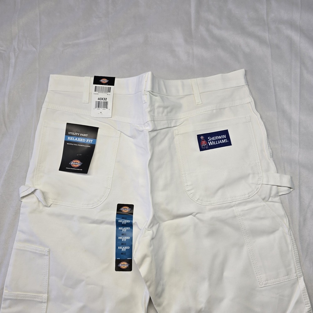 Dickies Sherwin Williams White Utility Painters Pants Mens Sz 40x32 New‎